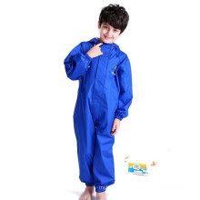 Children overall rain suit cute waterproof coated durable blue kids raincoat